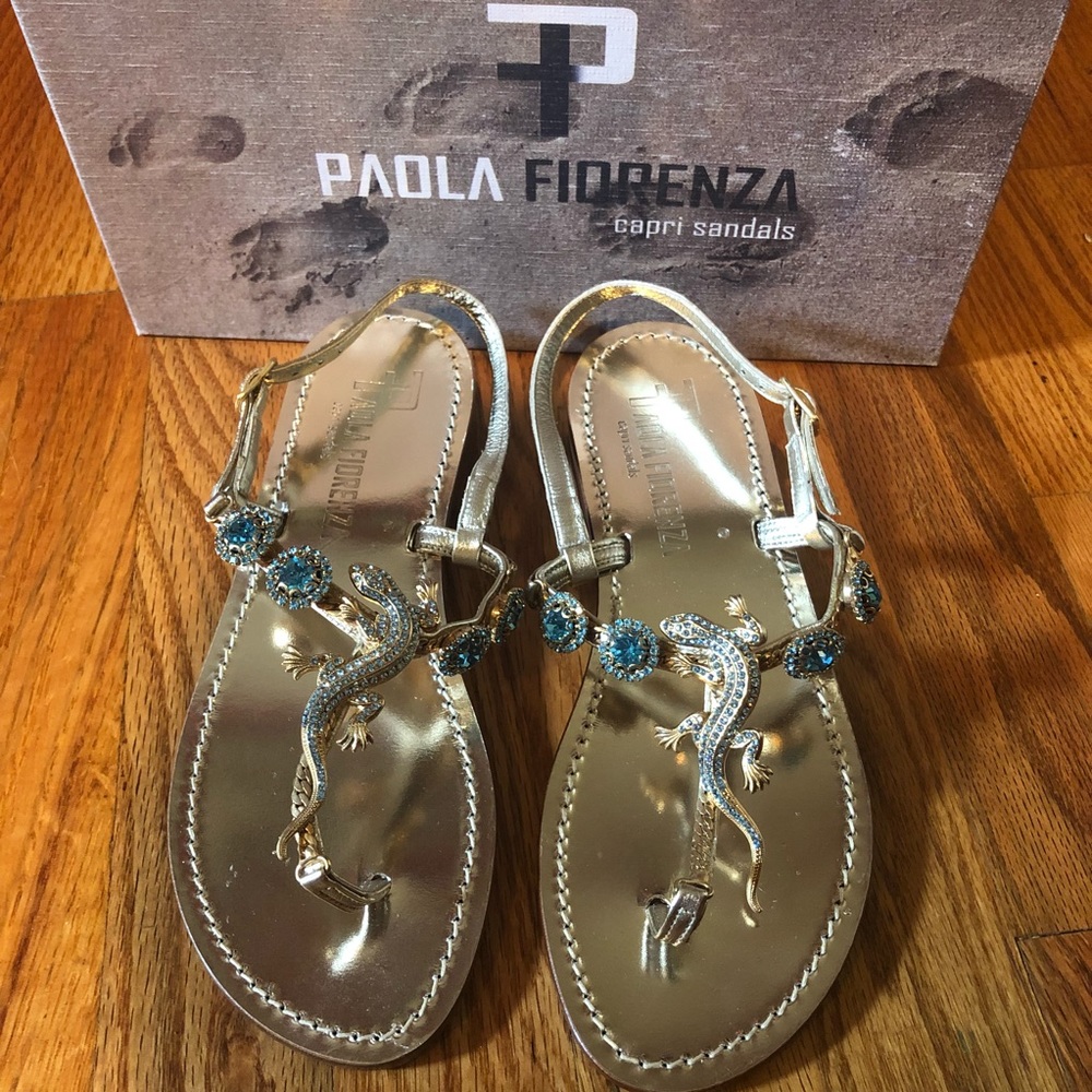 Authentic Italian Paola Fiorenza Lizard Sandals